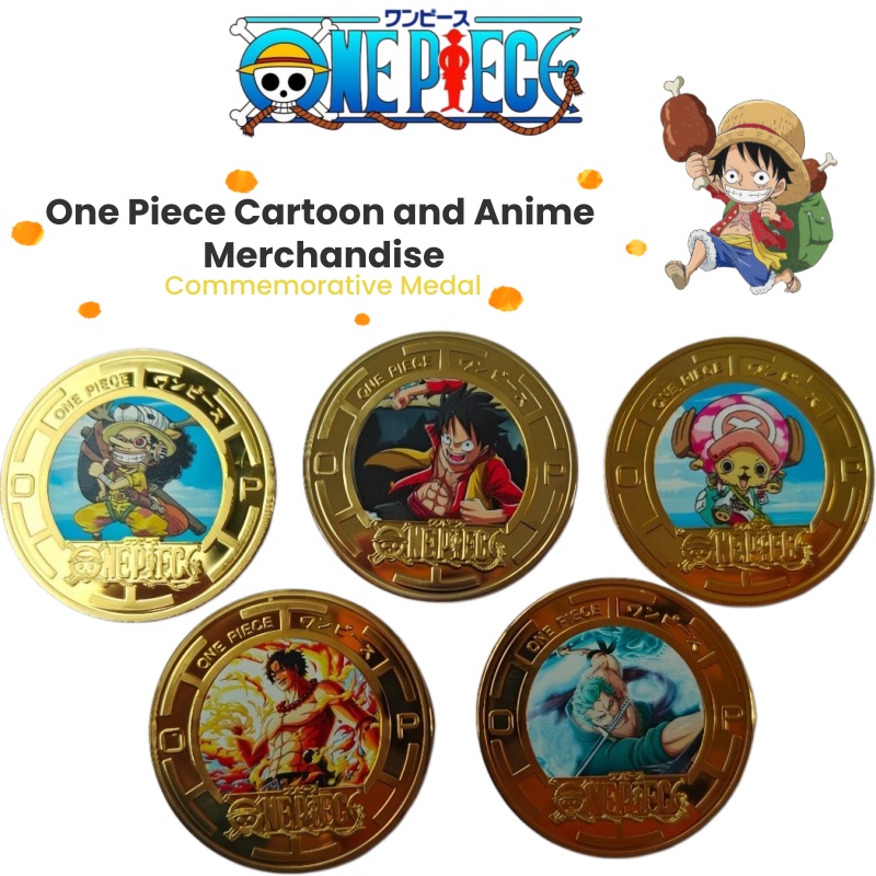 Anime One Piece Merchandise - One Piece cartoonfiguur creatieve metalen herdenkingsmunt,