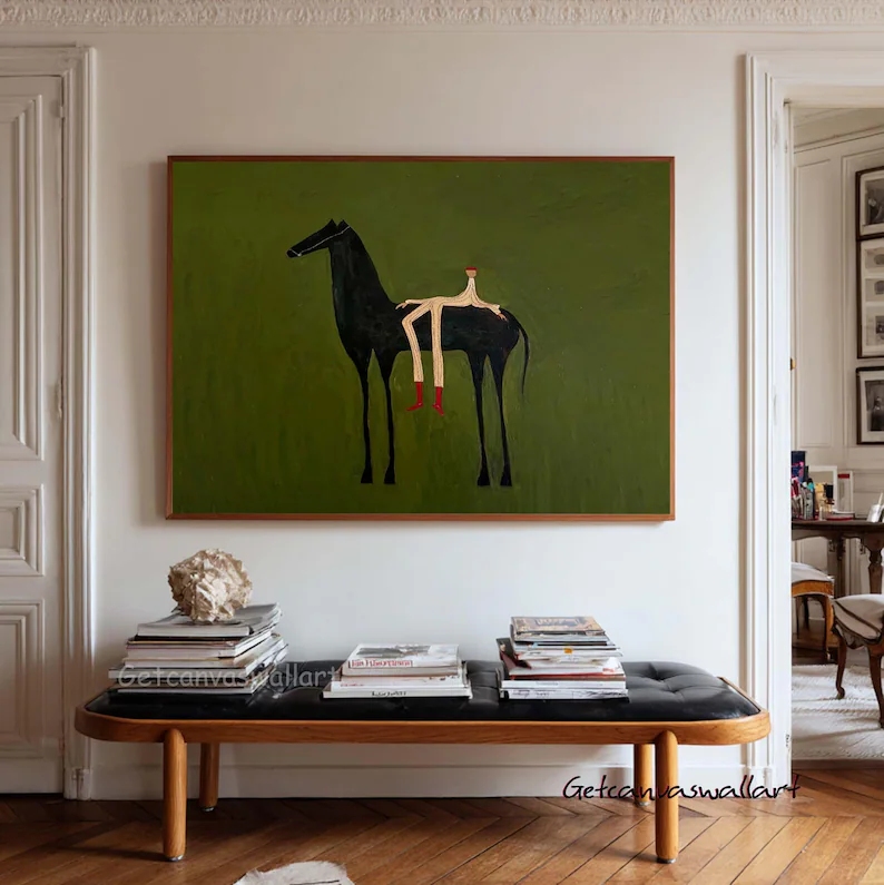 Art Print Framed - Moderne abstracte westerse paard & figuur